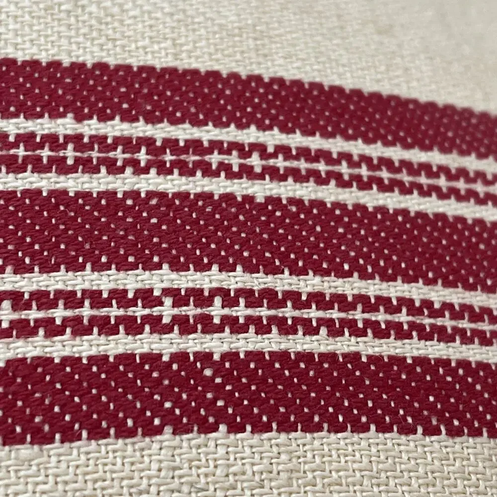 Pottery Barn Linen Blend Throw Pillow 16 x 26 in 100% Cotton Filled Red Striped